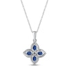 Thumbnail Image 3 of Blue Sapphire Flower Necklace 1/6 ct tw Diamonds 10K White Gold 18&quot;