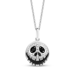 Disney Treasures The Nightmare Before Christmas Black Onyx & Diamond Necklace 1/15 ct tw Sterling Silver 19&quot;