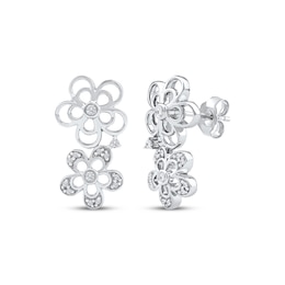 Diamond Openwork Tilted Flower Earrings 1/8 ct tw 10K White Gold