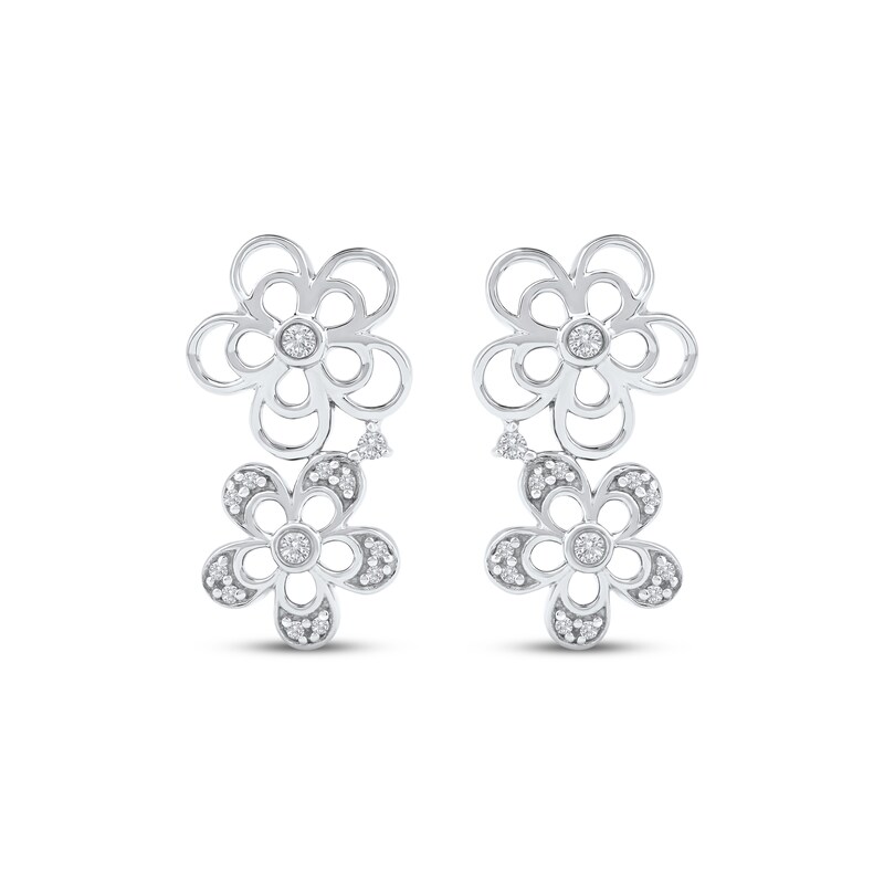 Main Image 2 of Diamond Openwork Tilted Flower Earrings 1/8 ct tw 10K White Gold