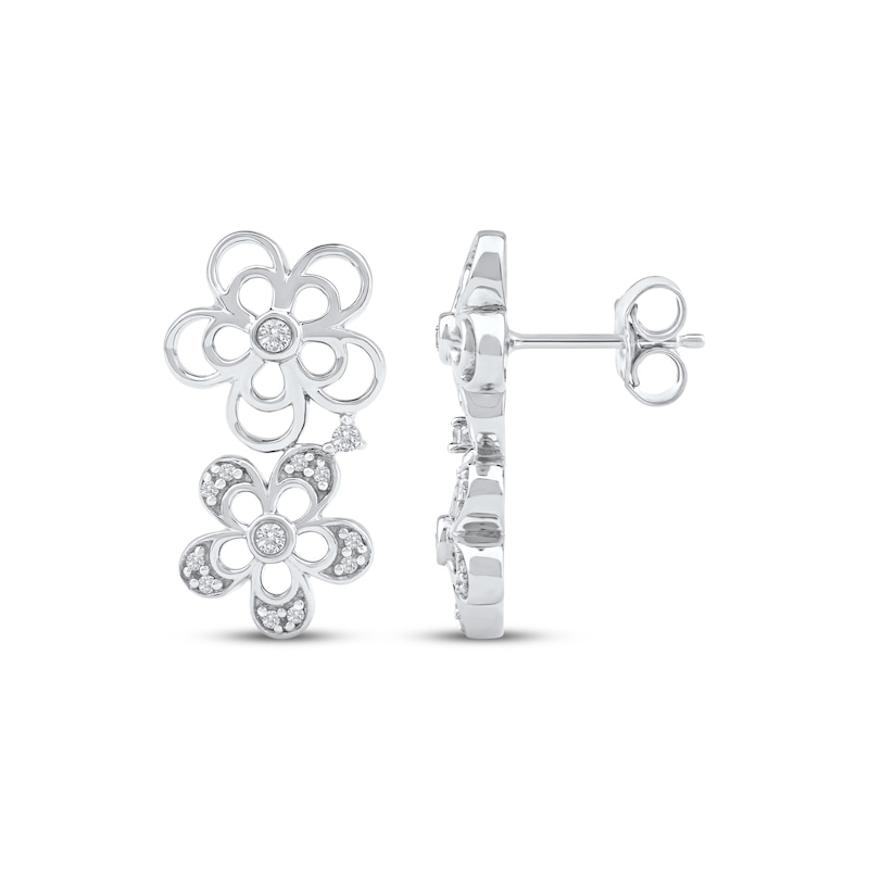 Main Image 3 of Diamond Openwork Tilted Flower Earrings 1/8 ct tw 10K White Gold