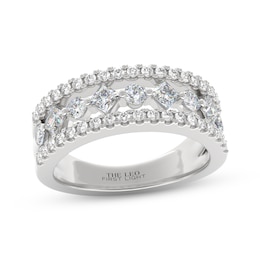 THE LEO First Light Diamond Princess & Round-Cut Three-Row Anniversary Ring 1 ct tw 14K White Gold