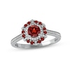 Thumbnail Image 1 of Garnet & Diamond Ring 1/6 ct tw 10K White Gold