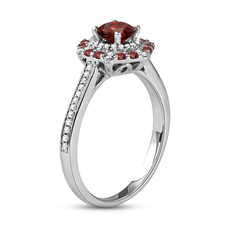 Main Image 2 of Garnet & Diamond Ring 1/6 ct tw 10K White Gold