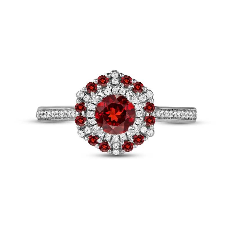 Main Image 3 of Garnet & Diamond Ring 1/6 ct tw 10K White Gold