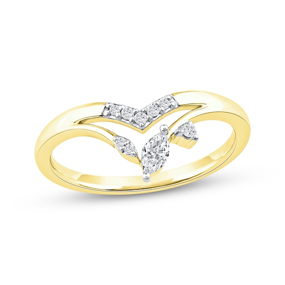 Now + Forever Marquise-Cut Diamond Chevron Split Shank Anniversary Ring 1/6 ct tw 10K Gold