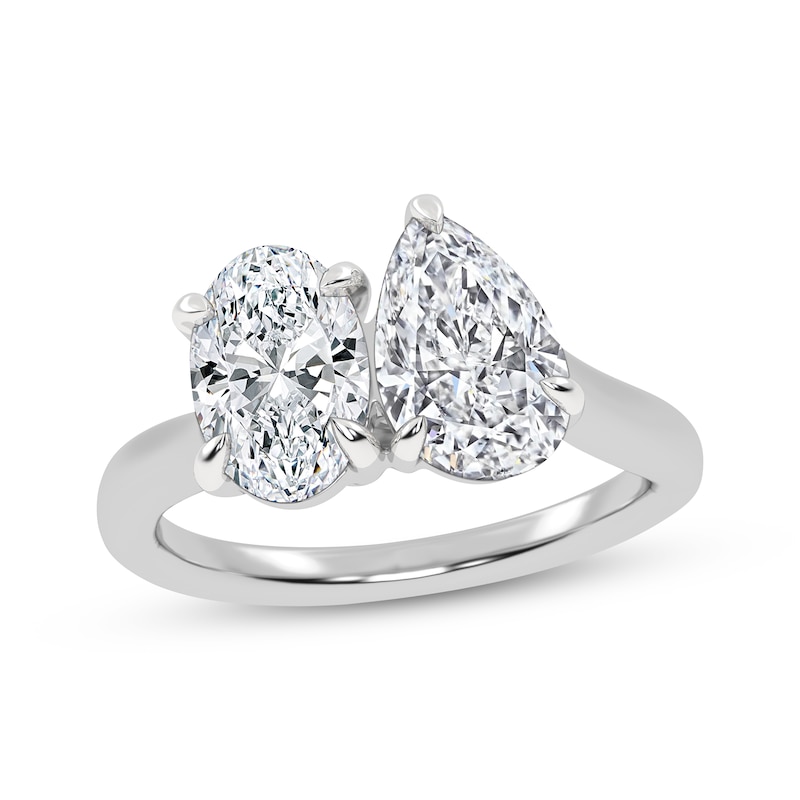 Main Image 1 of Toi et Moi Pear-Shaped & Oval-Cut Lab-Grown Diamond Engagement Ring 2 ct tw 14K White Gold