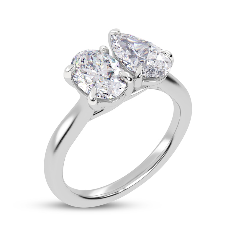 Main Image 2 of Toi et Moi Pear-Shaped & Oval-Cut Lab-Grown Diamond Engagement Ring 2 ct tw 14K White Gold