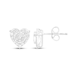 Diamond Heart Stud Earrings 1/20 ct tw Sterling Silver