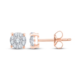 Multi-Diamond Circle Stud Earrings 1/4 ct tw 10K Rose Gold