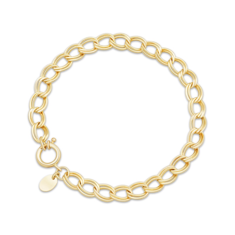 Main Image 1 of Charmed Memories Double Link Bracelet 3.9mm Hollow 10K Yellow Gold 7.5&quot;