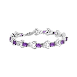 Disney Treasures Winnie the Pooh &quot;Eeyore&quot; Oval-Cut Amethyst & Diamond Bracelet 1/10 ct tw Sterling Silver 7.25&quot;