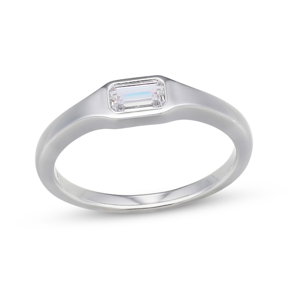 Rocksbox The Nora Emerald-Cut Lab-Grown Diamond Solitaire Pinky Ring 1/3 ct tw Sterling Silver (I/SI2)