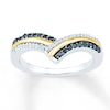 Thumbnail Image 1 of Black Diamond Ring 1/4 ct tw Round-cut Sterling Silver & 10K Yellow Gold