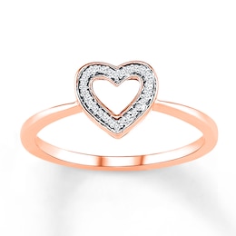 Diamond Heart Ring 1/20 ct tw Round-cut 10K Rose Gold