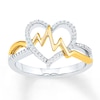 Thumbnail Image 0 of Heartbeat Ring 1/8 ct tw Diamonds Sterling Silver & 10K Yellow Gold