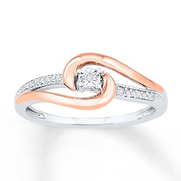 Diamond Ring Sterling Silver & 10K Rose Gold