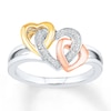 Thumbnail Image 1 of Heart Ring 1/20 cttw Diamonds Sterling Silver & 10K Two-Tone Gold