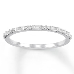 Now + Forever Diamond Anniversary Band 1/5 cttw Baguette/Round 10K White Gold