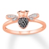 Thumbnail Image 1 of Black Diamond Bee Ring 1/10 ct tw Round-cut 10K Rose Gold