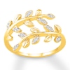 Thumbnail Image 1 of Diamond Leaf Ring 1/10 ct tw Round-cut 10K Yellow Gold