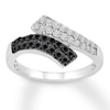 Thumbnail Image 1 of Black & White Diamond Ring 1/2 ct tw Round-cut Sterling Silver