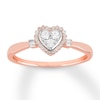 Thumbnail Image 1 of Multi-Diamond Heart Promise Ring 1/5 ct tw 10K Rose Gold