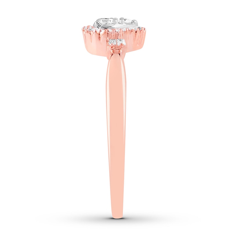 Main Image 3 of Multi-Diamond Heart Promise Ring 1/5 ct tw 10K Rose Gold