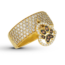 Le Vian Diamond Paw Print Ring 1-5/8 ct tw 14K Honey Gold