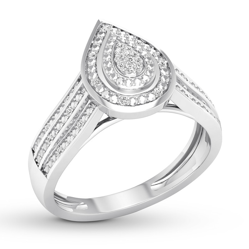 Diamond Teardrop Ring 1/15 ct tw Round-cut 10K White Gold