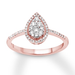 Diamond Teardrop Ring 1/3 ct tw Round-cut 10K Rose Gold
