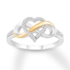 Thumbnail Image 0 of Diamond Heart Infinity Ring 1/10 ct tw Sterling Silver & 10K Yellow Gold