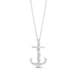 Hallmark Diamonds Anchor Necklace 1/6 ct tw Sterling Silver 18&quot;