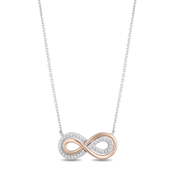 Lock & Key Necklace 1/15 cttw Diamonds Sterling Silver & 10K Rose Gold 18