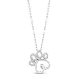 Hallmark Diamonds Paw Necklace 1/10 ct tw Sterling Silver 18&quot;
