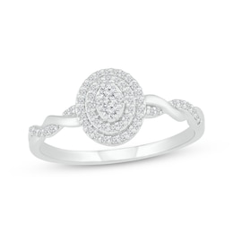 Diamond Ring 1/4 ct tw Round-cut 10K White Gold