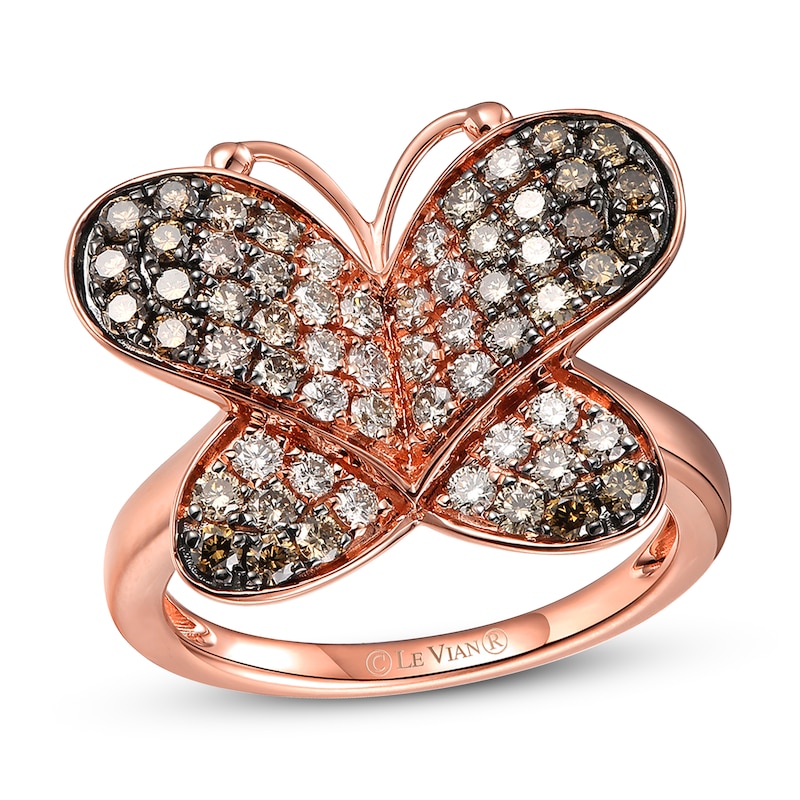 Main Image 1 of Le Vian Diamond Butterfly Ring 1 ct tw 14K Strawberry Gold