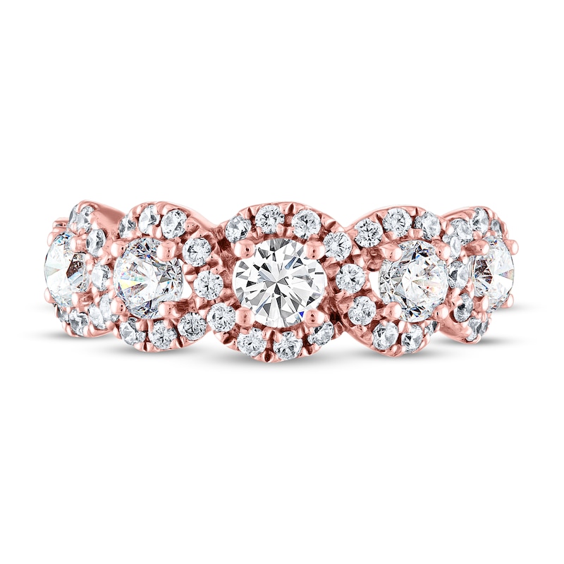 Main Image 3 of THE LEO Diamond Anniversary Ring 1-1/2 ct tw Round-cut 14K Rose Gold