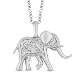 Disney Treasures The Lion King Elephant Necklace 1/10 ct tw Diamonds Sterling Silver 17&quot;