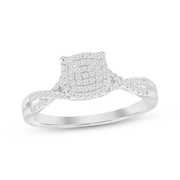 Diamond Cushion-Shaped Promise Ring 1/6 ct tw 10K White Gold