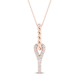 Love + Be Loved Diamond Necklace 1/10 ct tw 10K Rose Gold 18&quot;