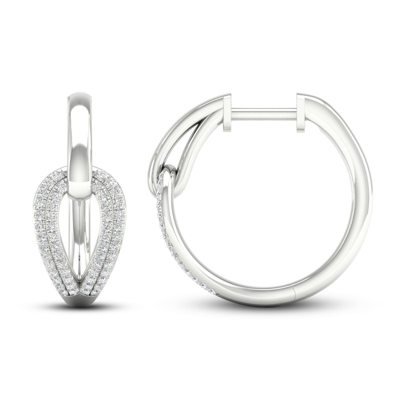 Main Image 2 of Love + Be Loved Diamond Hoop Earrings 1/4 ct tw 10K White Gold