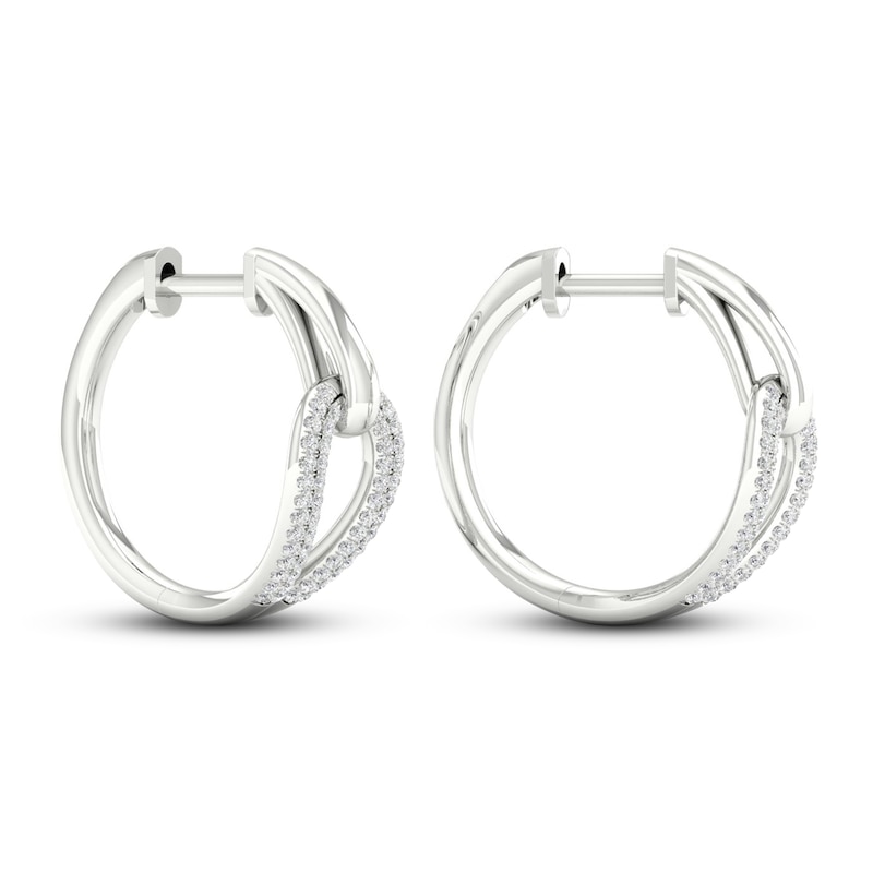 Main Image 3 of Love + Be Loved Diamond Hoop Earrings 1/4 ct tw 10K White Gold