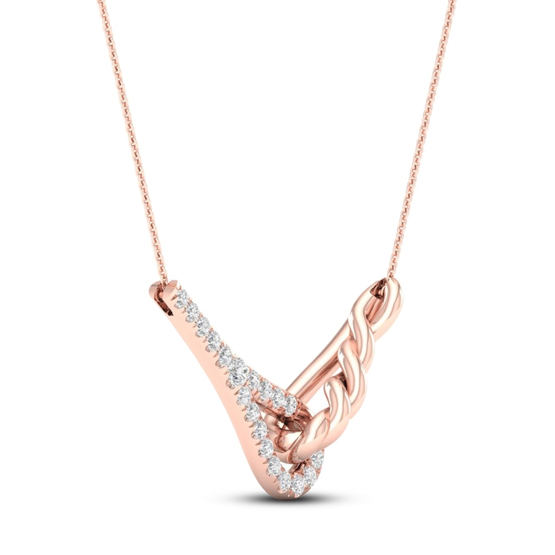 Main Image 2 of Love + Be Loved Diamond Necklace 1/6 ct tw 10K Rose Gold 18&quot;