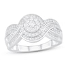 Thumbnail Image 1 of Diamond Halo Ring 1/2 ct tw Round-cut 10K White Gold