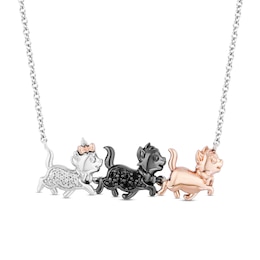 Disney Treasures The Aristocats Diamond Necklace 1/10 ct tw Sterling Silver & 10K Rose Gold 18&quot;