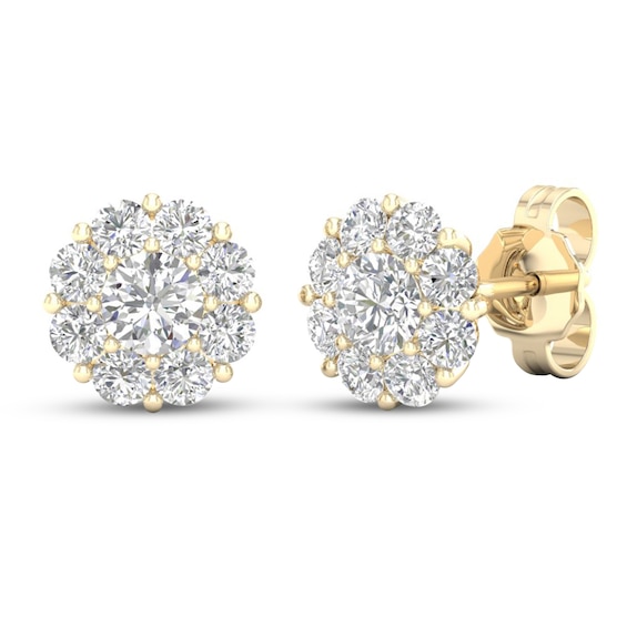 Lab-Created Diamonds by KAY Flower Stud Earrings 1 ct tw Round-Cut 14K ...