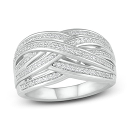 Diamond Crossover Ring 1/4 ct tw Round-cut Sterling Silver