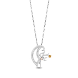 Disney Treasures The Nightmare Before Christmas Citrine & Diamond Necklace 1/6 ct tw Sterling Silver & 10K Rose Gold 17&quot;