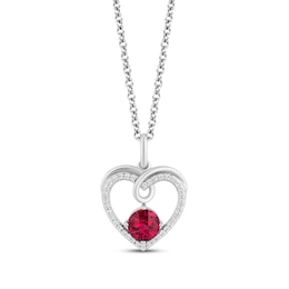 Hallmark Diamonds Lab-Created Ruby Heart Necklace 1/10 ct tw Sterling Silver 18&quot;